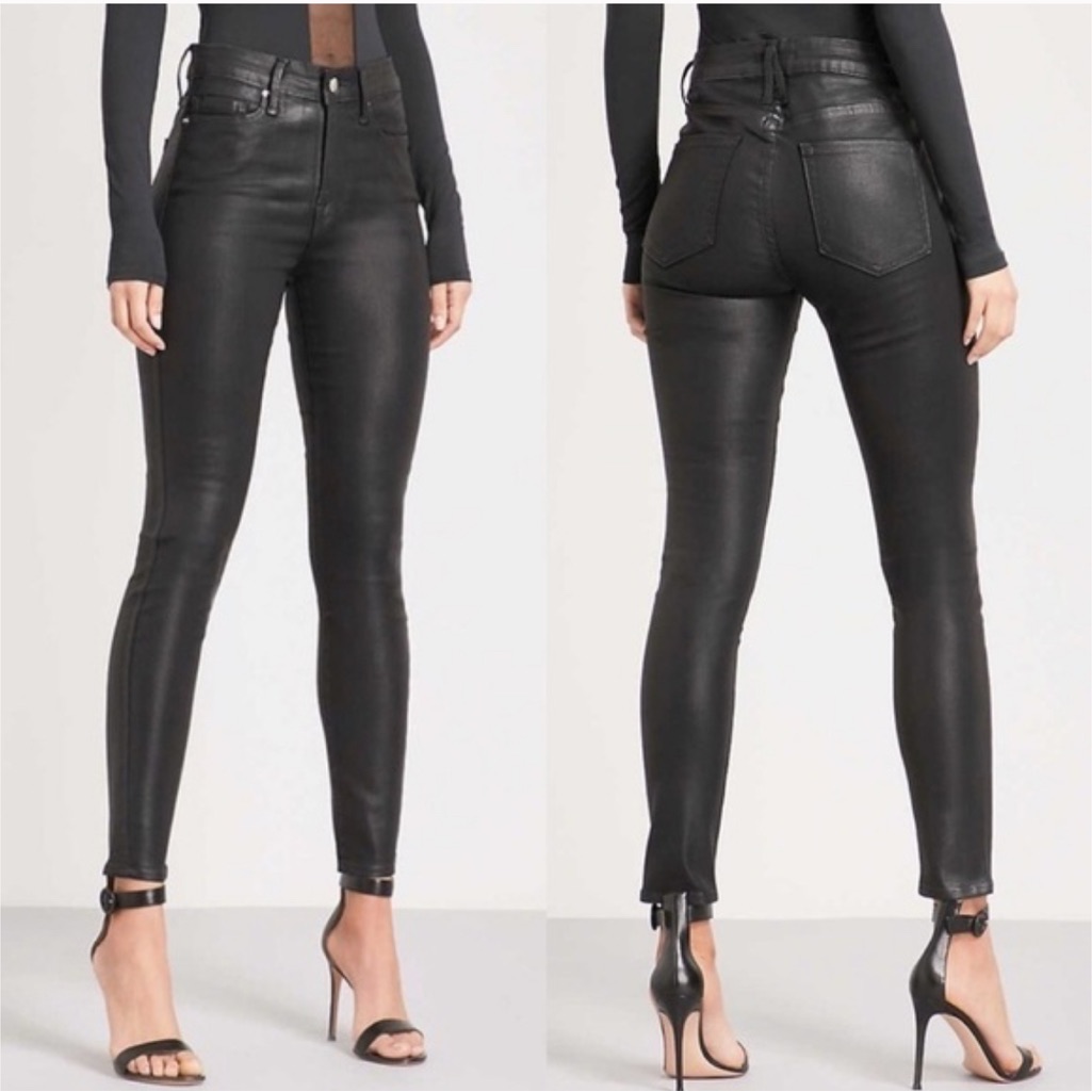 Good American Good Legs Skinny Jeans Coated Black